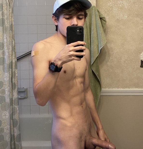 Fit boy with a boner