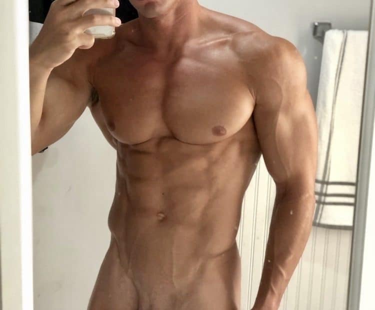 Hunk taking a nude selfie