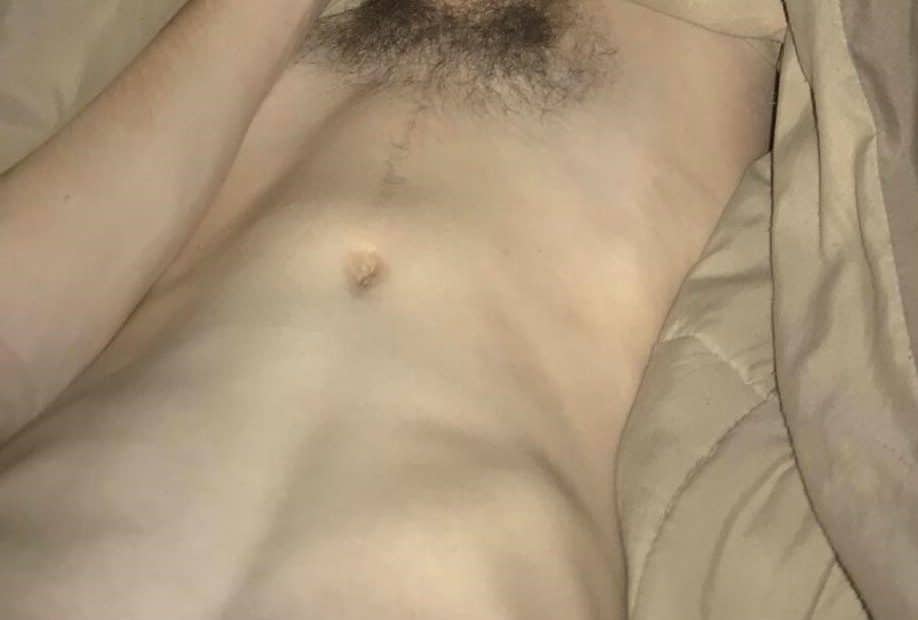 Long boner with pubic hair